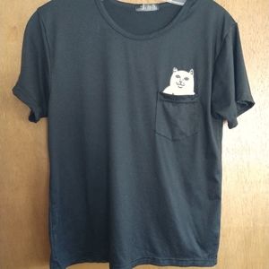 Cat Pocket T shirt Small